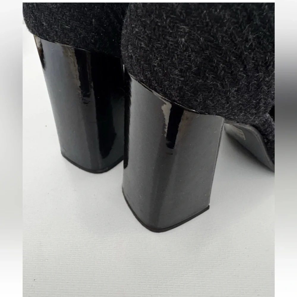 Prada Black Wool Mary Jane Block Heels with Ankle Strap 38 8 - Picture 5 of 10